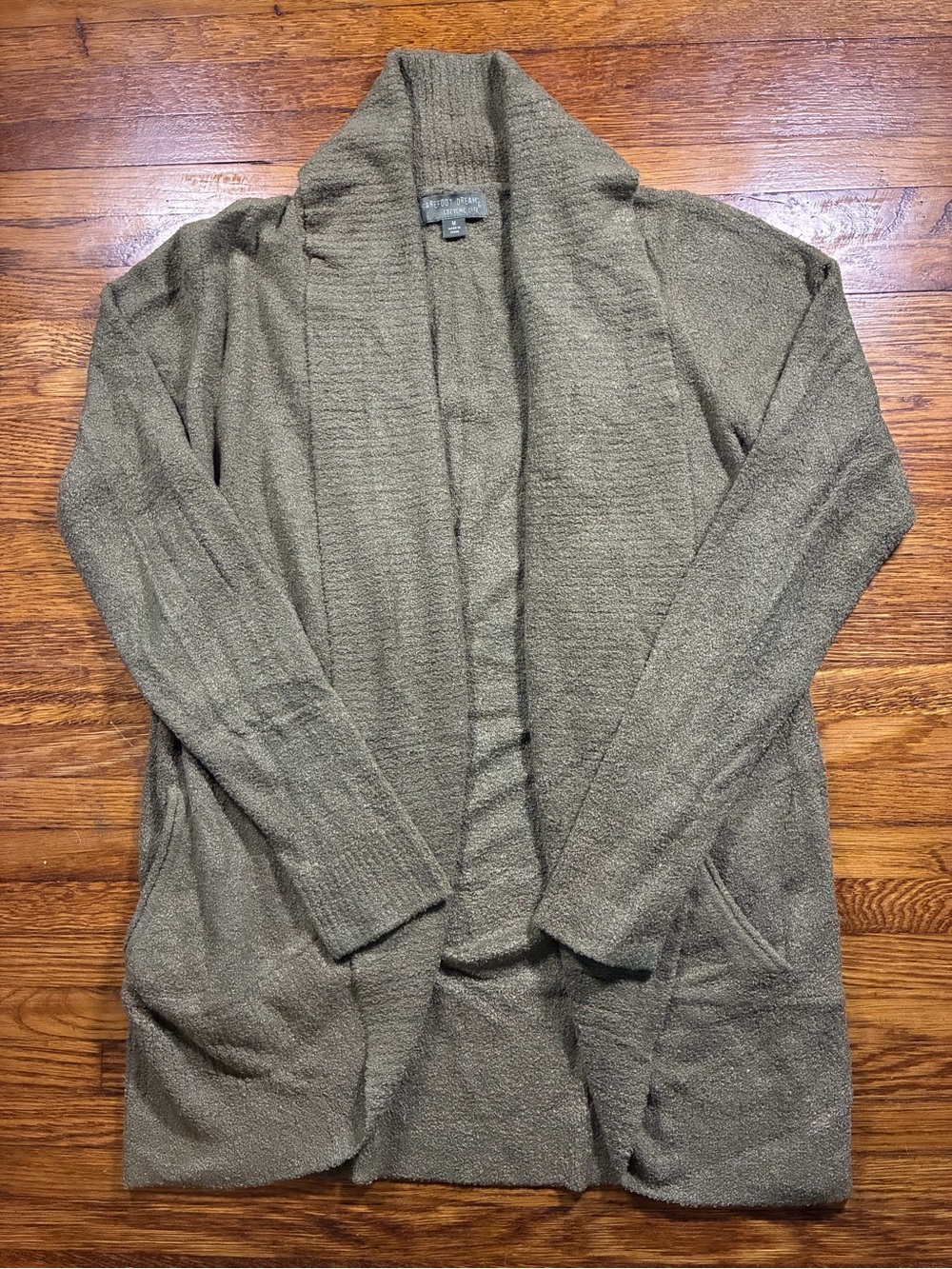 Barefoot Dreams Cozy Chic Lite Circle Cardigan in Olive Green, Size M